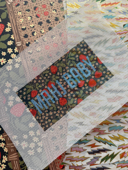 Mahj Baby Needlepoint Canvas, Classic Navy Strawberry