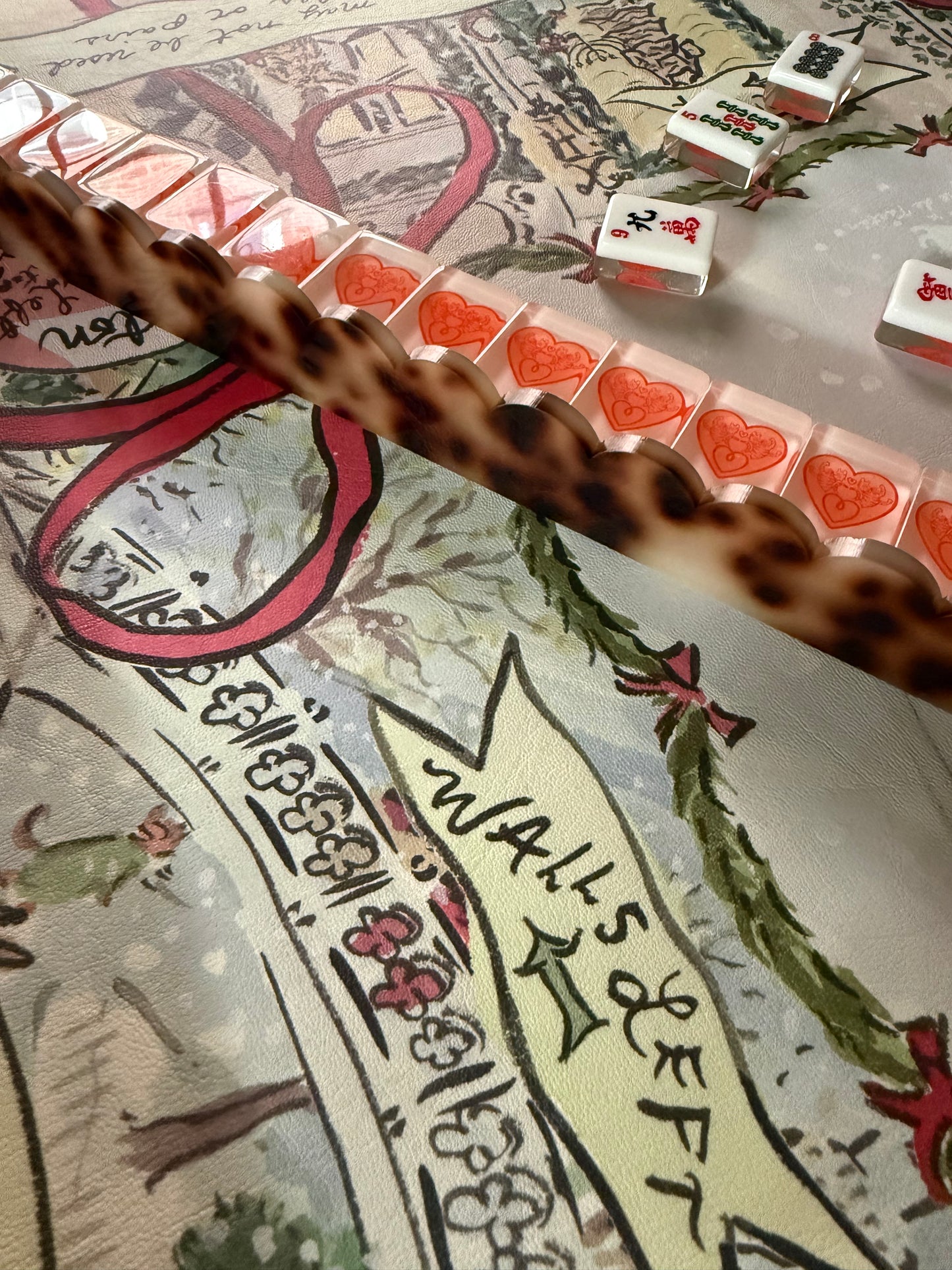 **MARCH PREORDER Tortoise Scalloped Acrylic Mahjong Racks with Magnetic Pushers, SET of 4, With Dust Bag