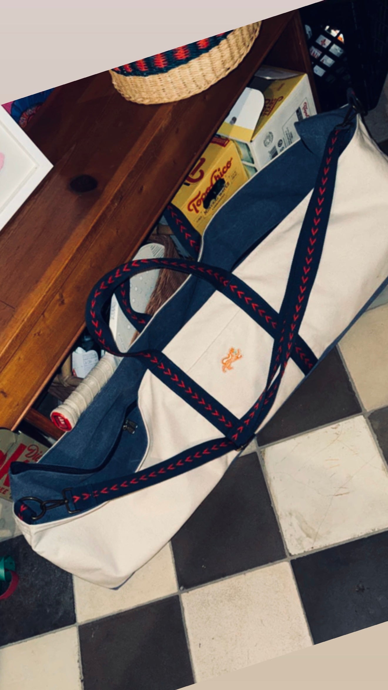 In stock- The Mahjong Field Bag, NAVY ACCENTS