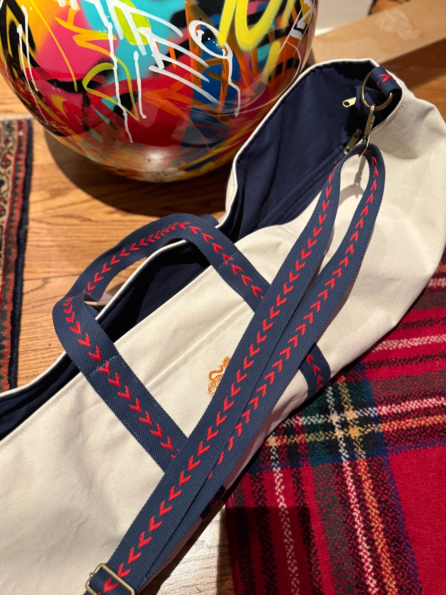 In stock- The Mahjong Field Bag, NAVY ACCENTS