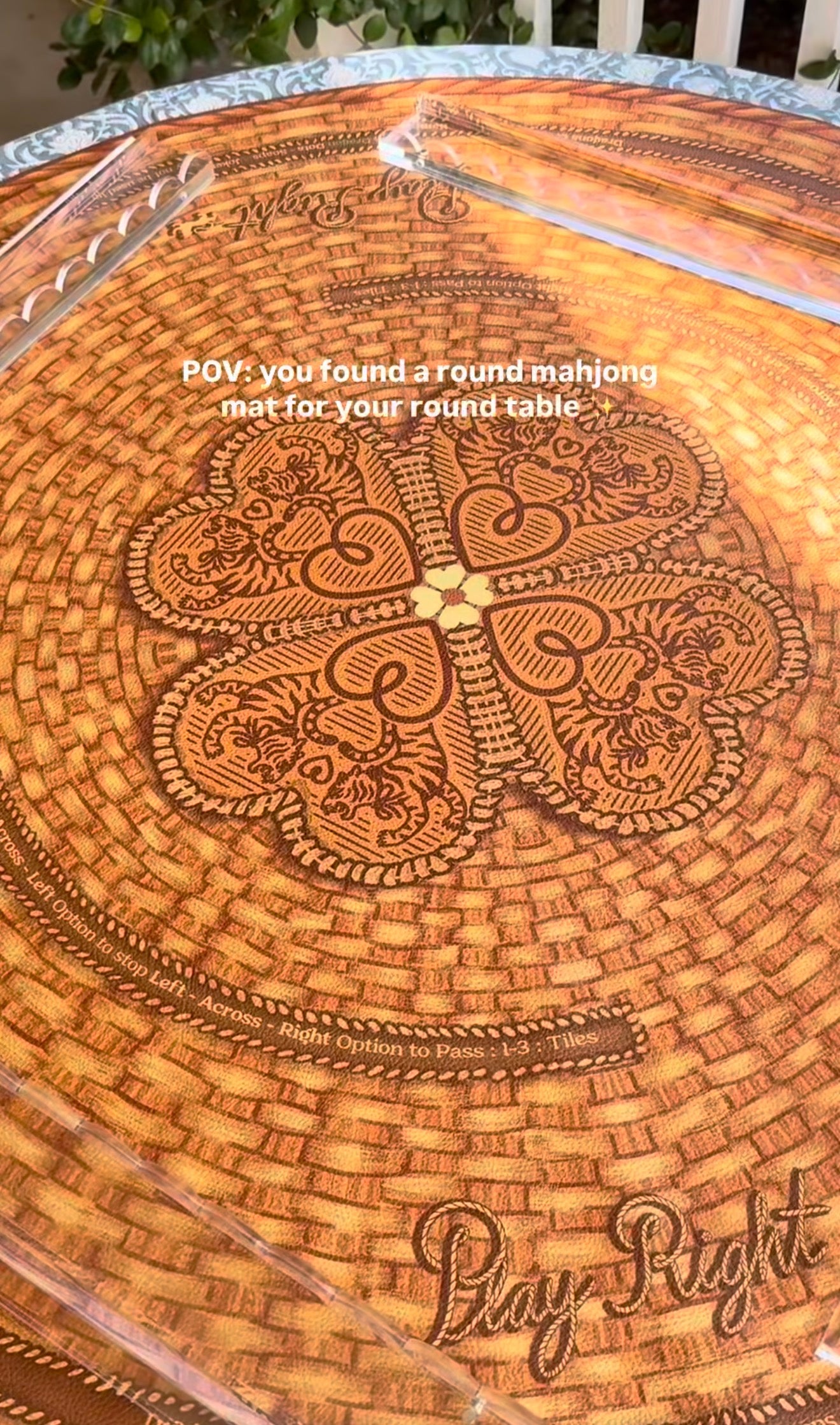 Mahjong Gaming Mat, NANTUCKET BASKET RULES EDITION ROUND — view 5 of 7
