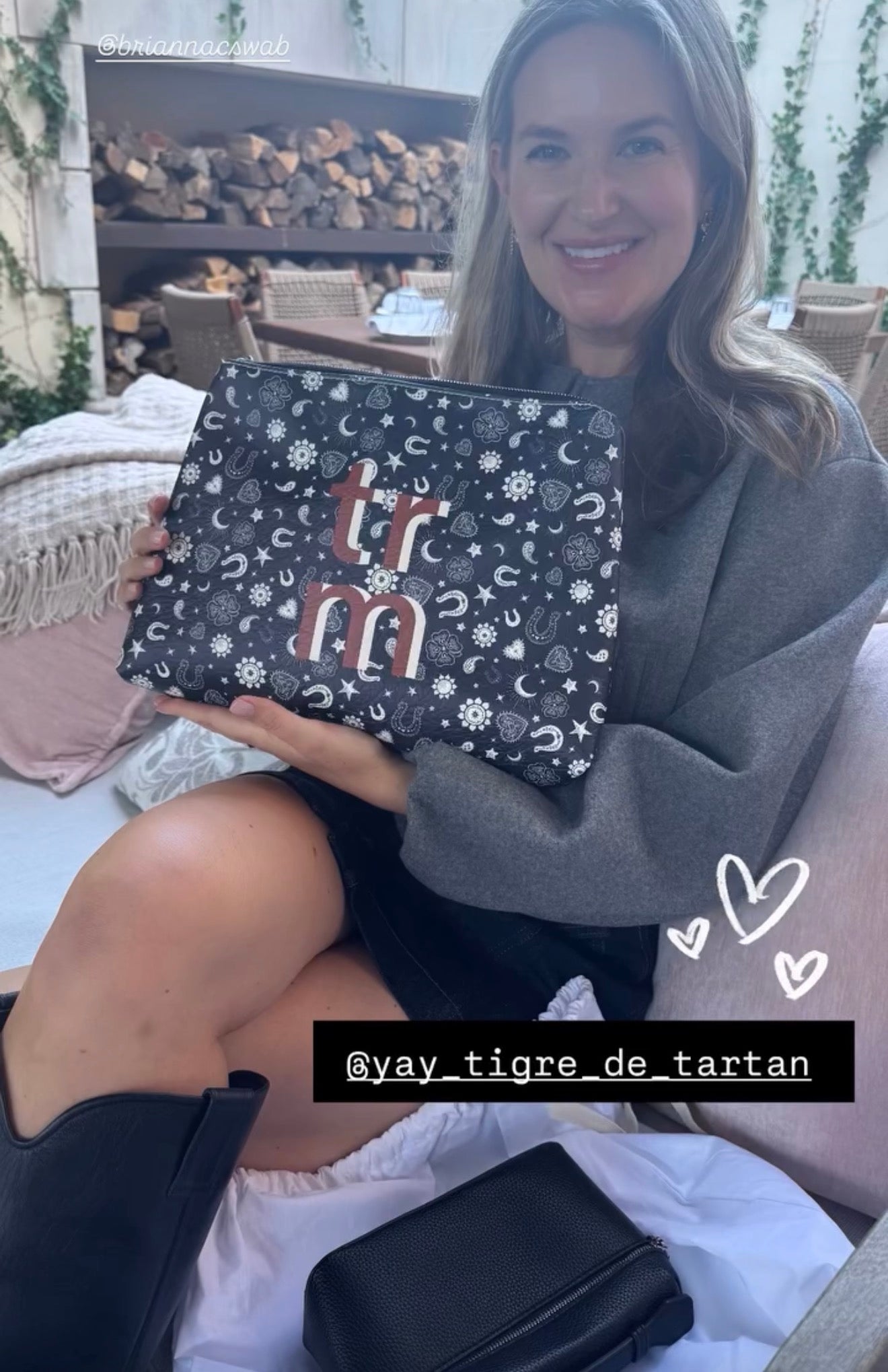 Roomy Leather Clutch- HEARTS & HORSESHOES