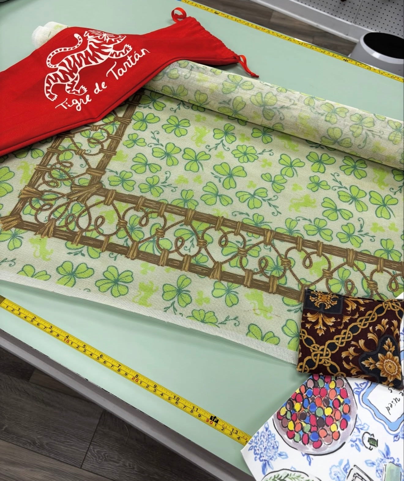 EARLY ACCESS: “Clovers” Mahjong Mat Printed Needlepoint Canvas
