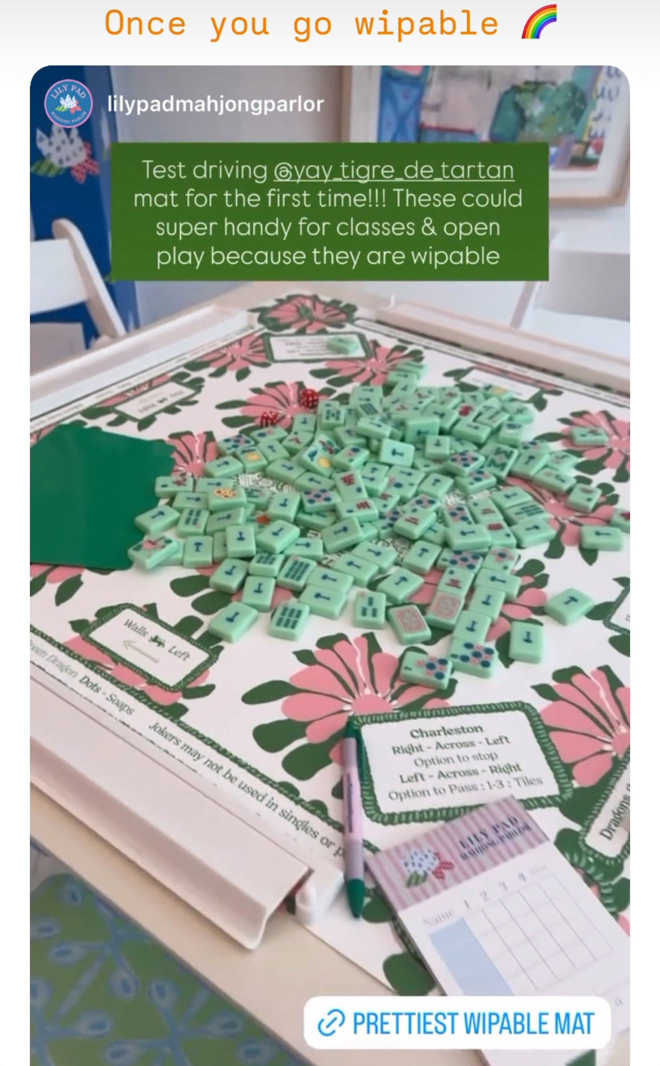 Mahjong Gaming Mat, KATY'S VINTAGE HAWAIIAN DRESS *** RULES EDITION