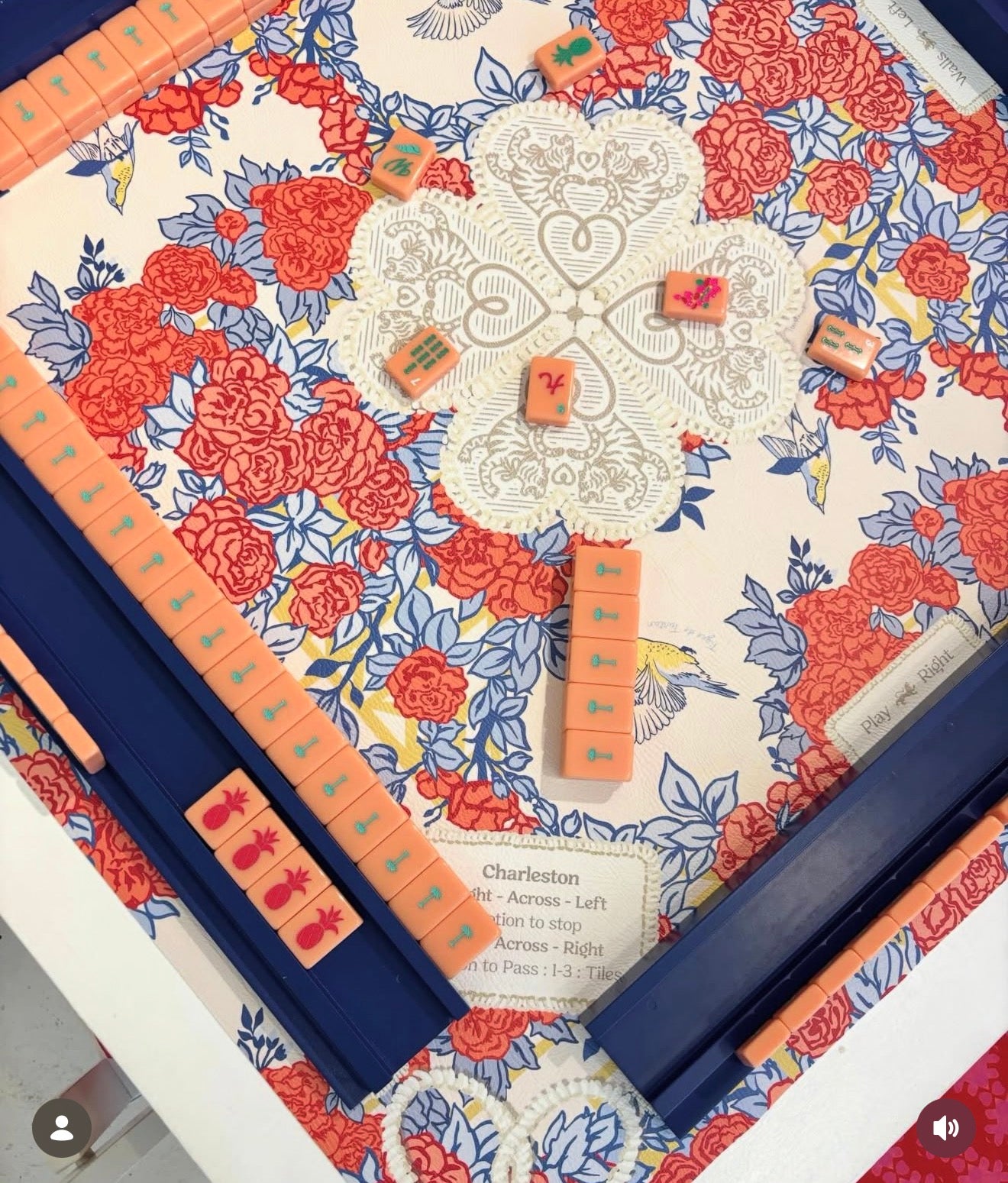 Mahjong Gaming Mat, POP ART ROSES **RULES EDITION