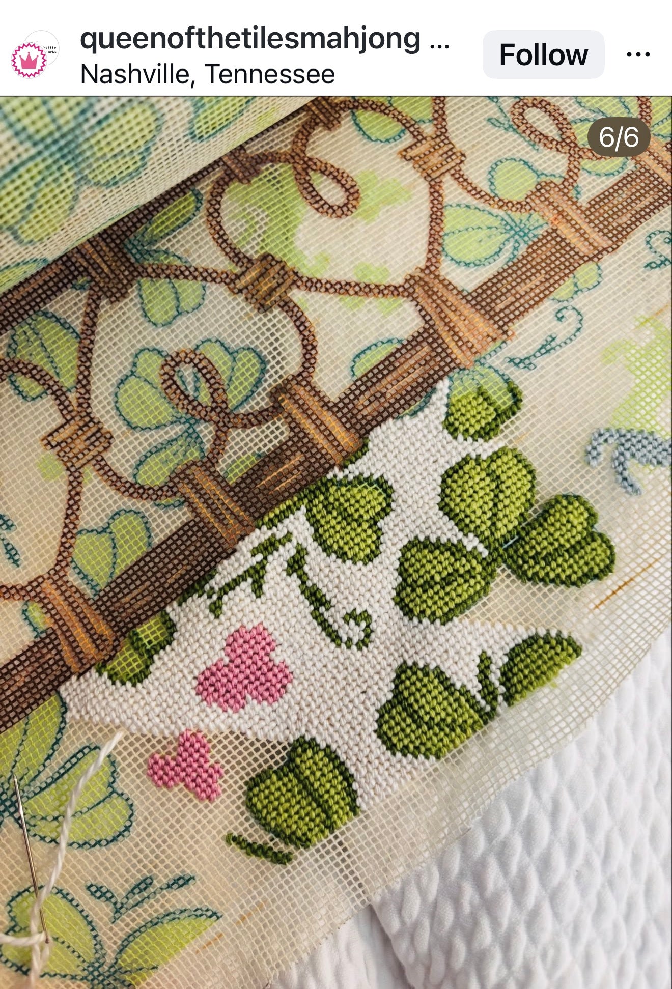 EARLY ACCESS: “Clovers” Mahjong Mat Printed Needlepoint Canvas
