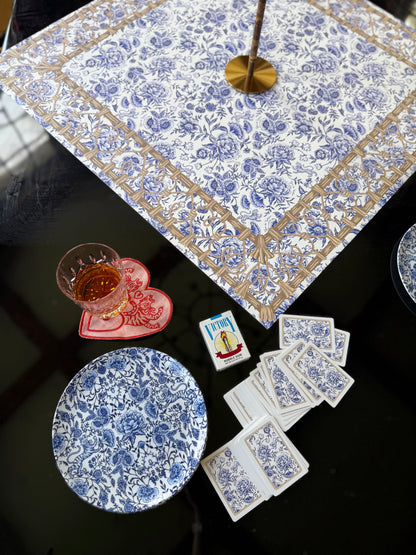 Illustrated Playing Cards with Tiger Motif and Needlepoint Accents, CHINOISERIE BLEU — view 2 of 14