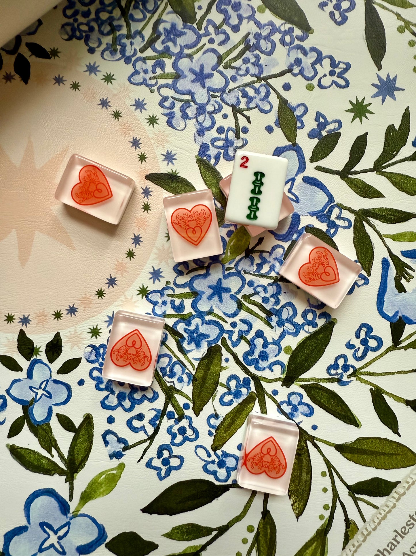 HOLY MAHJ Mahjong Gaming Mat, Bluest Blooms ***RULES EDITION