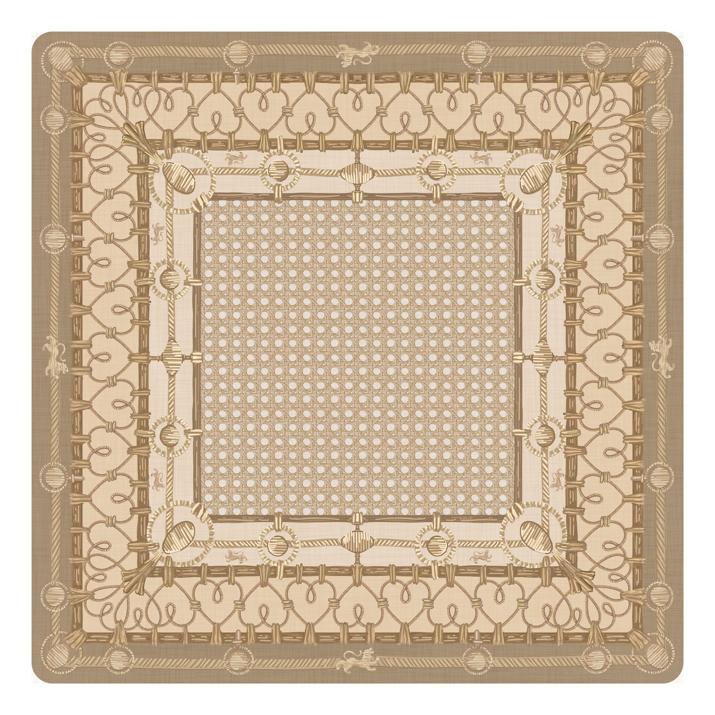 Mahjong Gaming Mat, Caned Trompe L'oeil BLONDE, CHOOSE YOUR MONOGRAM