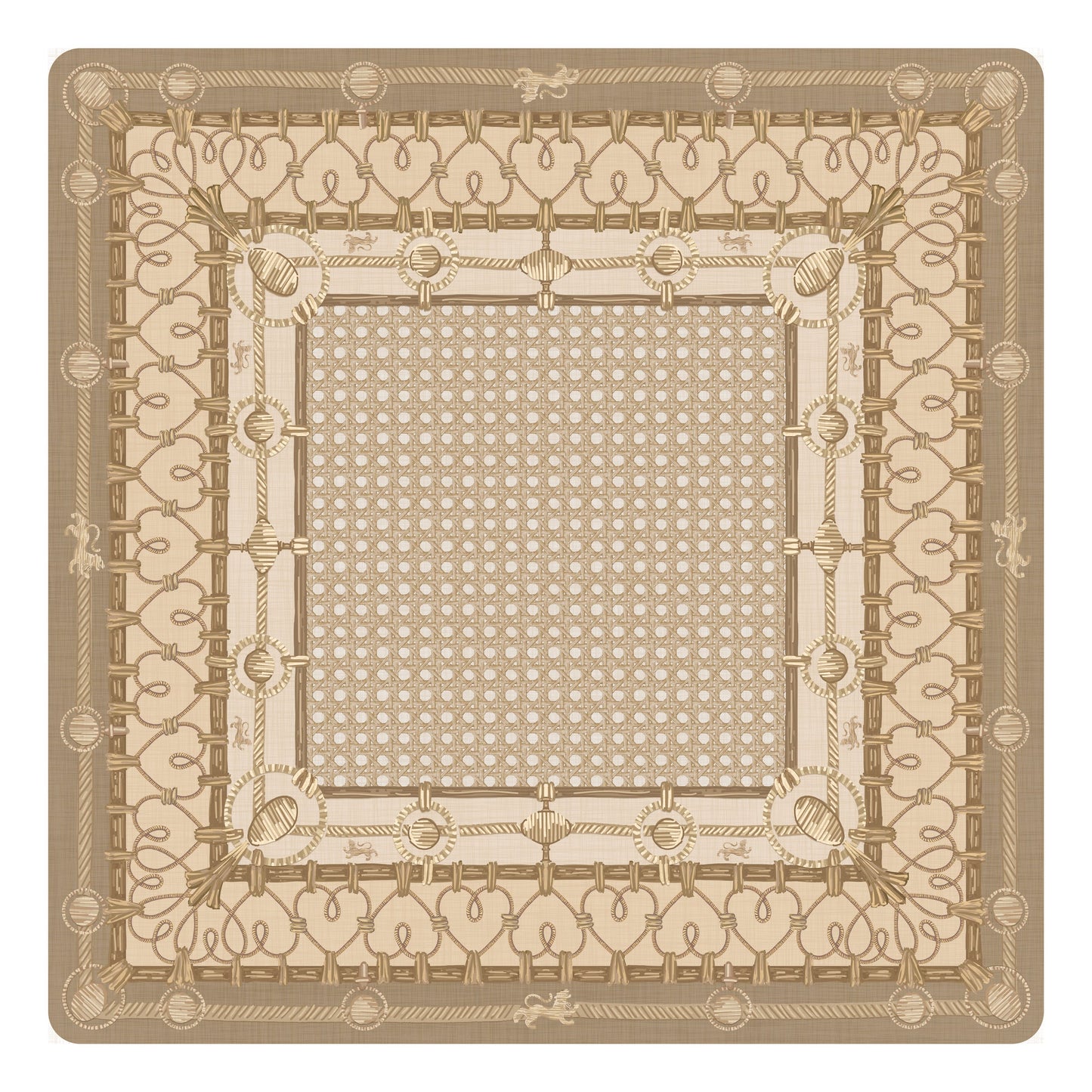 Mahjong Gaming Mat, Caned Trompe L'oeil BLONDE