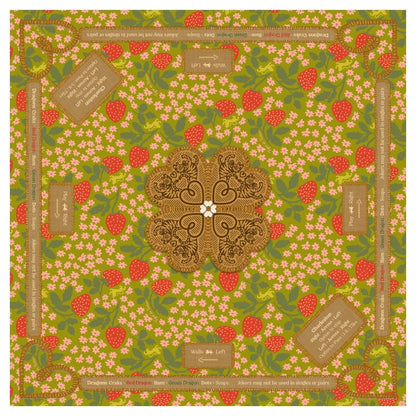 Mahjong Gaming Mat, STRAWBERRY VINTAGE GREEN APPLE RULES EDITION