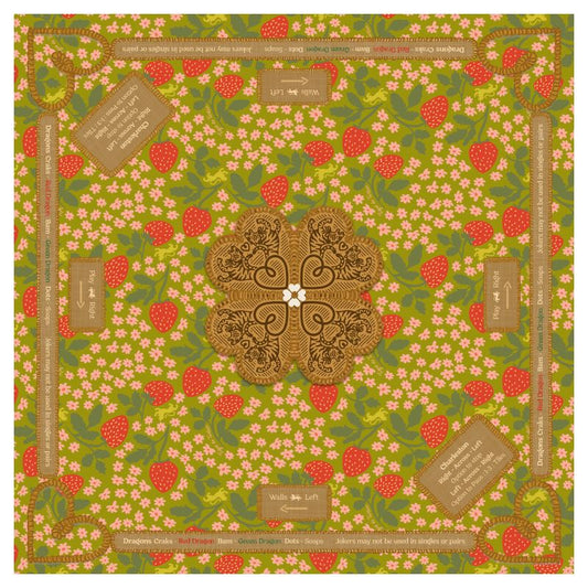 Mahjong Gaming Mat, STRAWBERRY VINTAGE GREEN APPLE ** RULES EDITION***