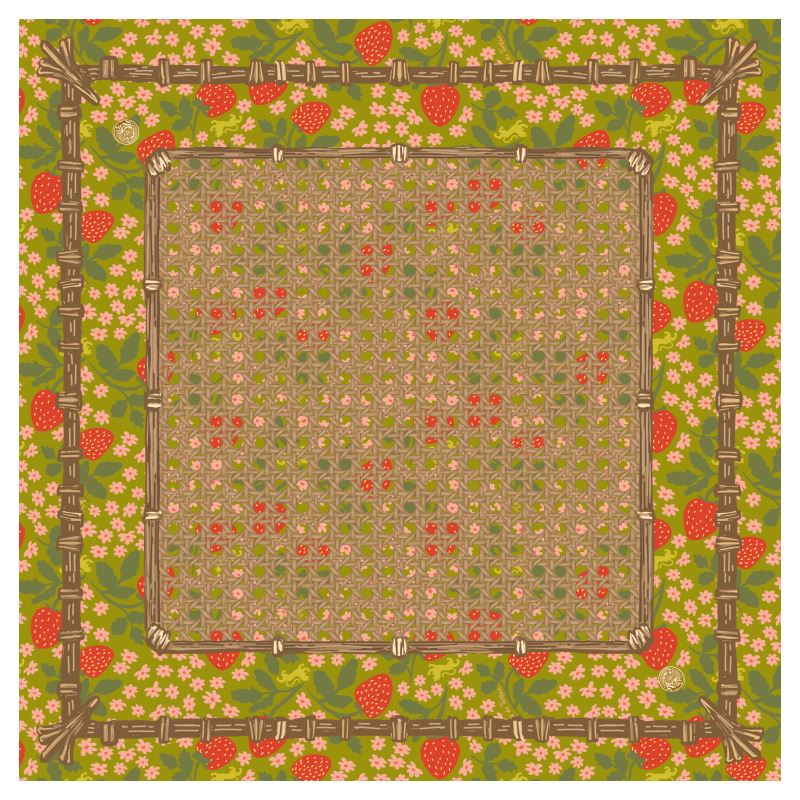 Mahjong Gaming Mat, STRAWBERRY/ VINTAGE GREEN APPLE