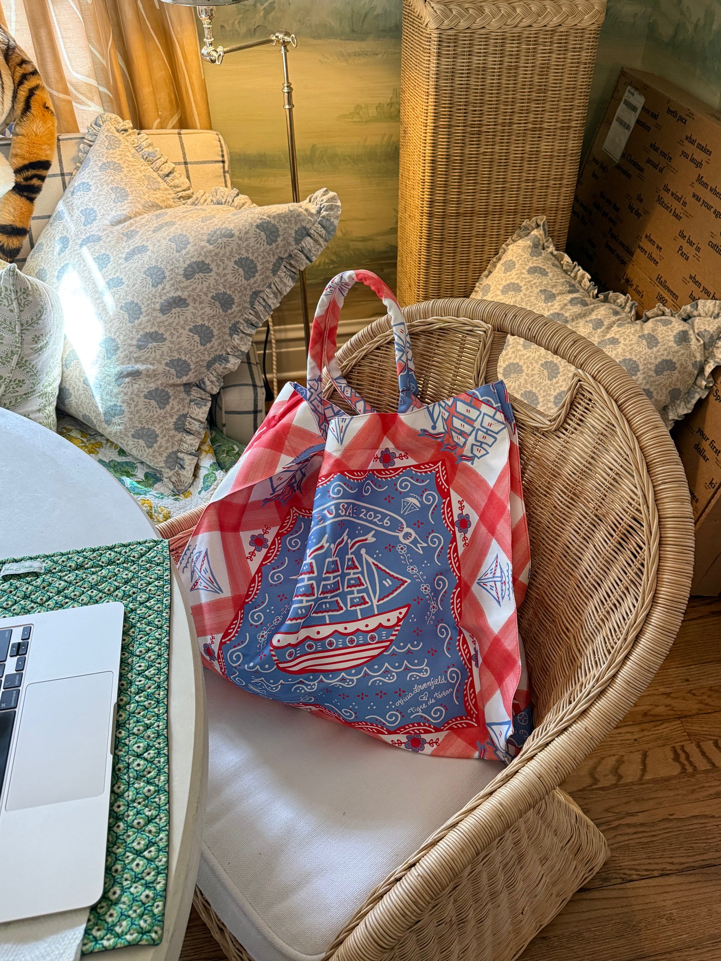 TOTE- Tricia Lowenfield x Tigre de Tartán "National Holiday" Jumbo Slouchy Denim bag