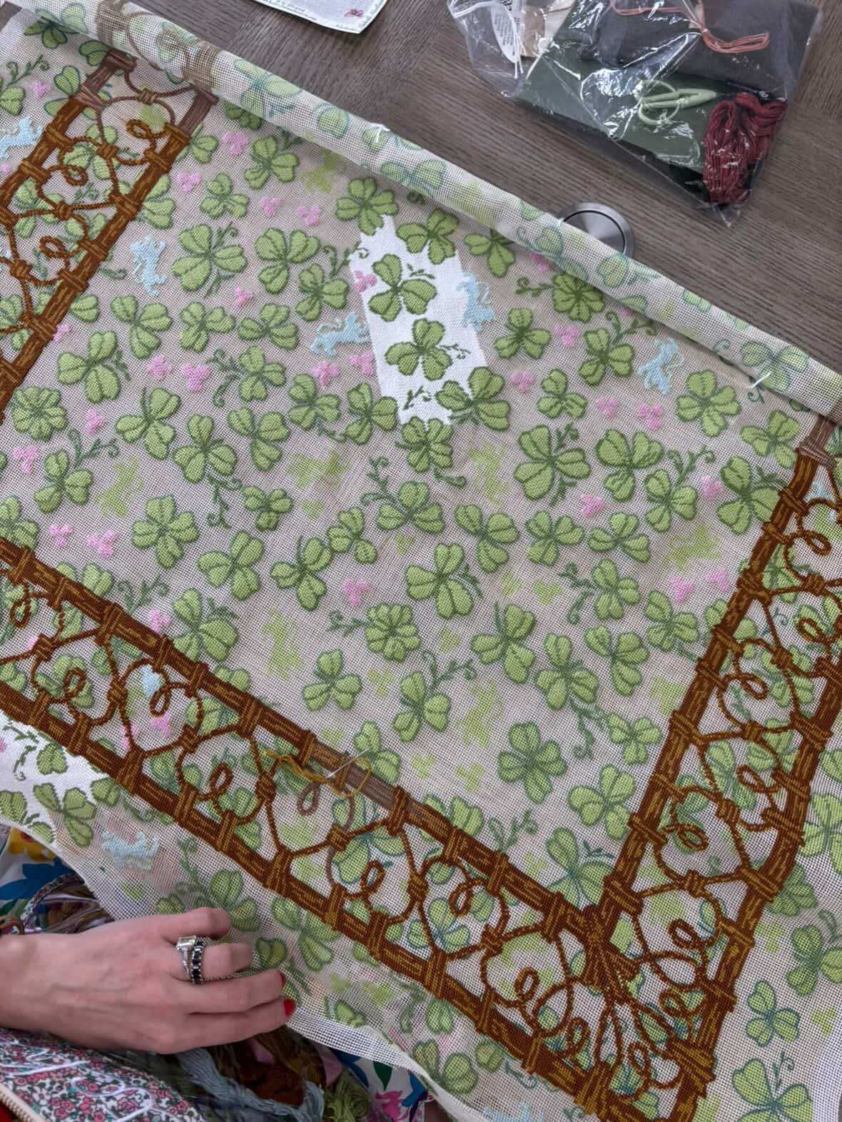 EARLY ACCESS: “Clovers” Mahjong Mat Printed Needlepoint Canvas