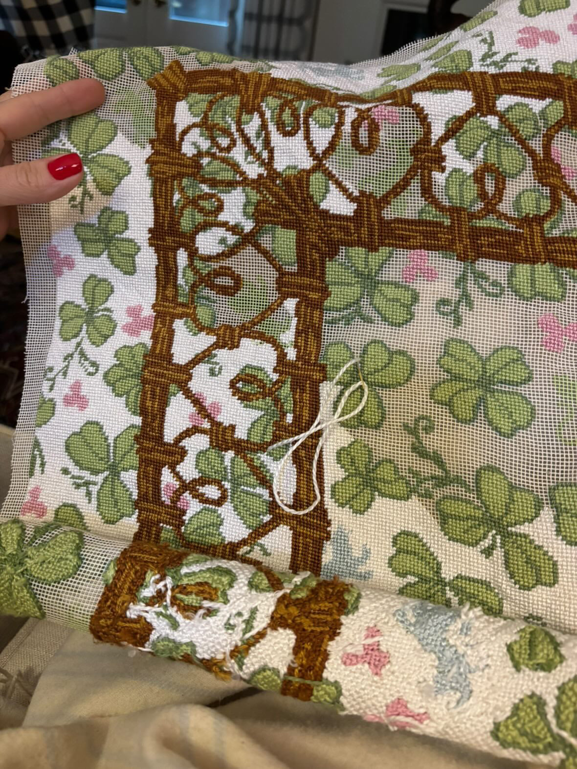 EARLY ACCESS: “Clovers” Mahjong Mat Printed Needlepoint Canvas