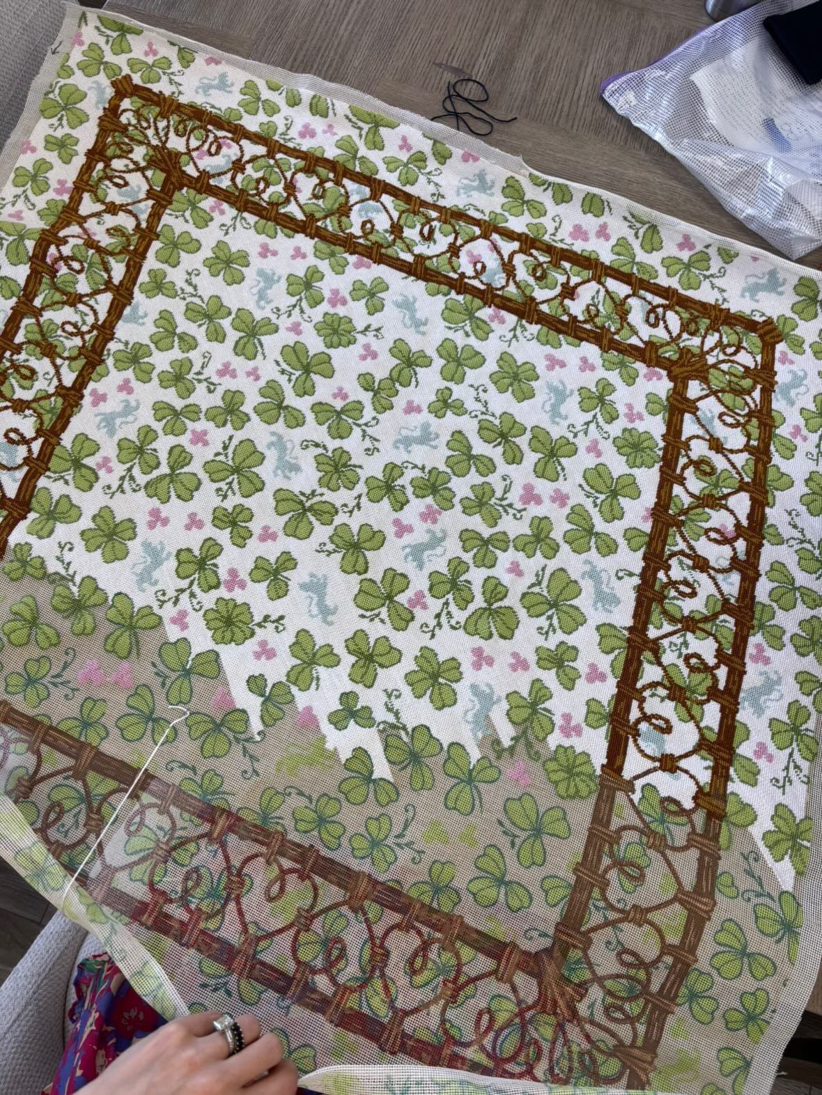 EARLY ACCESS: “Clovers” Mahjong Mat Printed Needlepoint Canvas