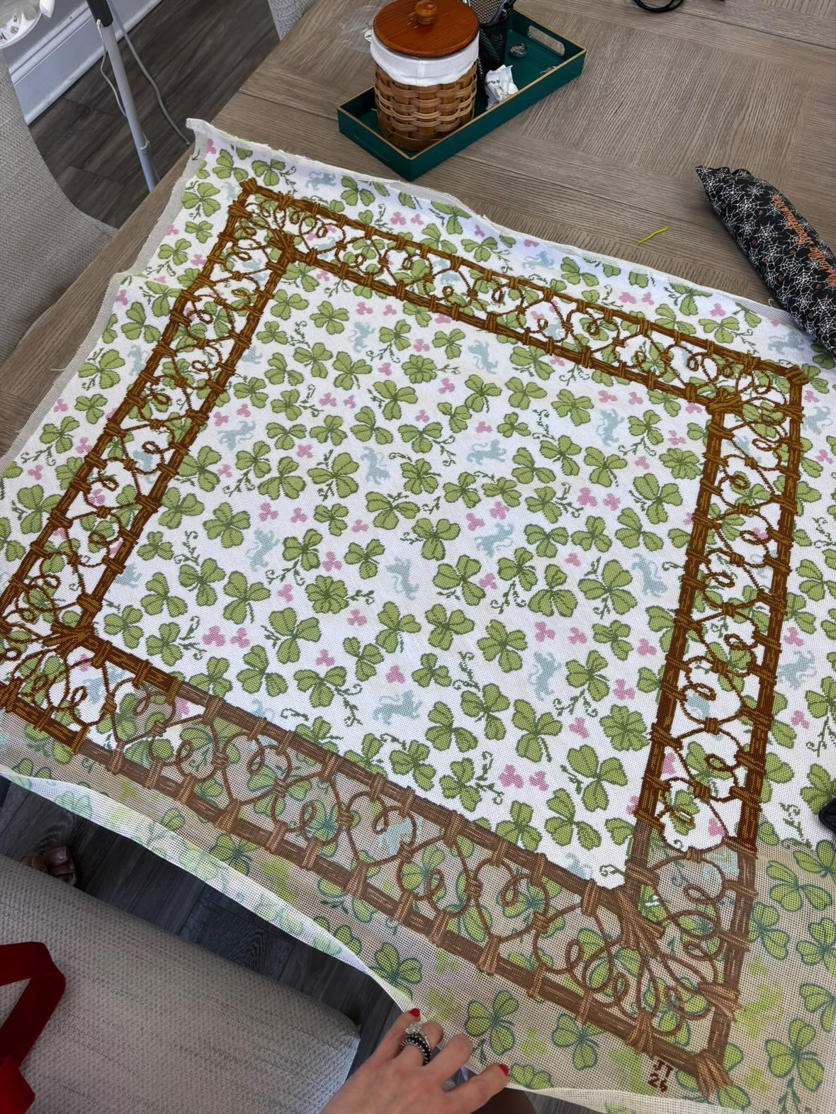 EARLY ACCESS: “Clovers” Mahjong Mat Printed Needlepoint Canvas