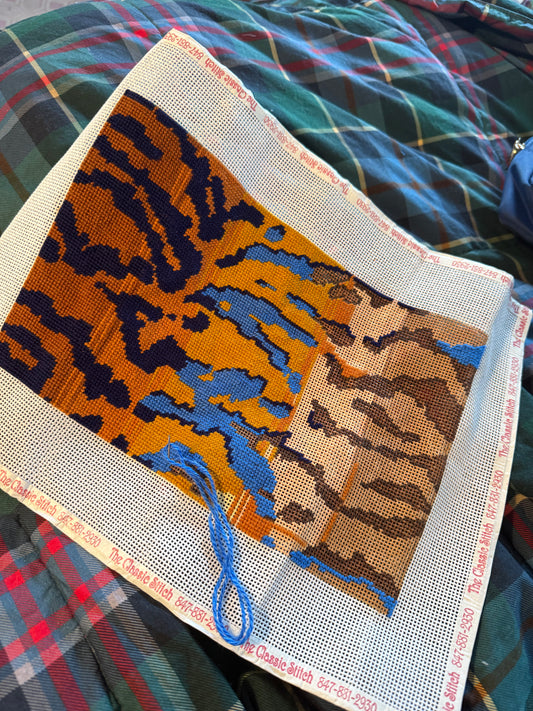 Tiger Stripe Folio Cover- Hand Painted Needlepoint Canvas