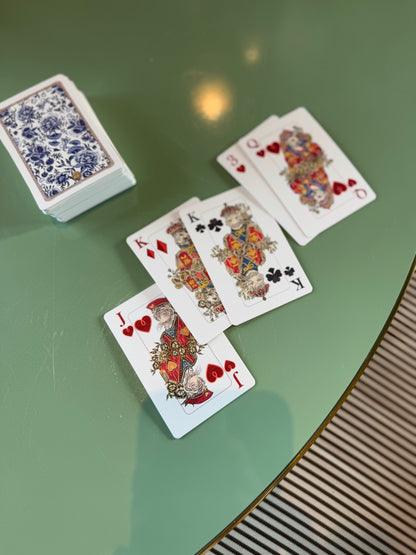Illustrated Playing Cards with Tiger Motif and Needlepoint Accents, CHINOISERIE BLEU — view 13 of 14