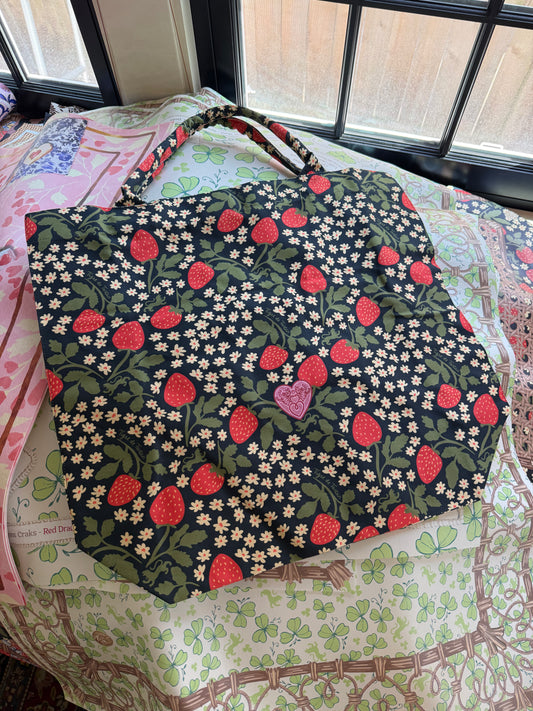 Jumbo Slouchy Denim Tote, MAHJ BABY STRAWBERRY