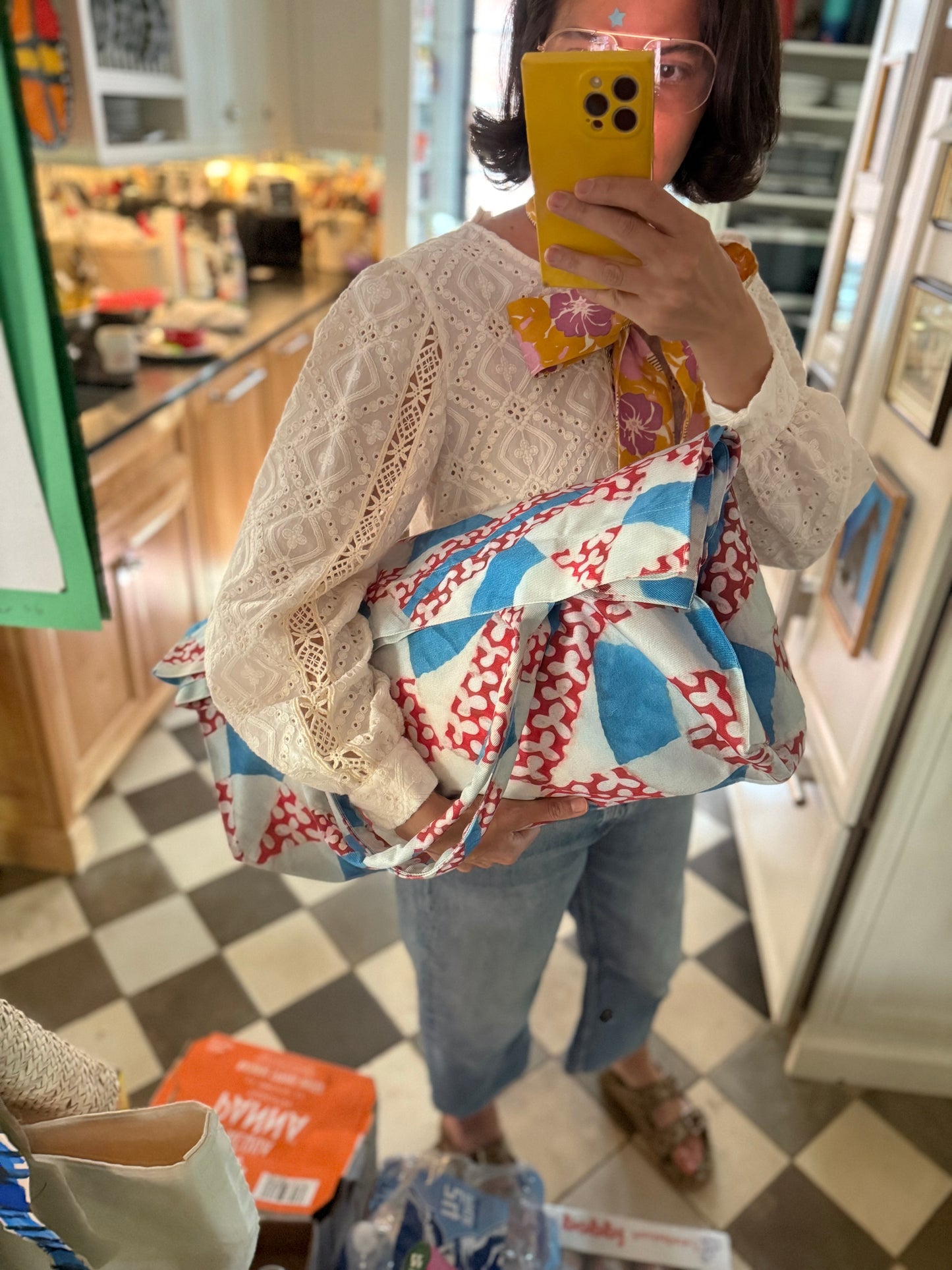 Jumbo Slouchy Denim Tote, Union Crossing, Tigre de Tartán x Thrills of the Hunt