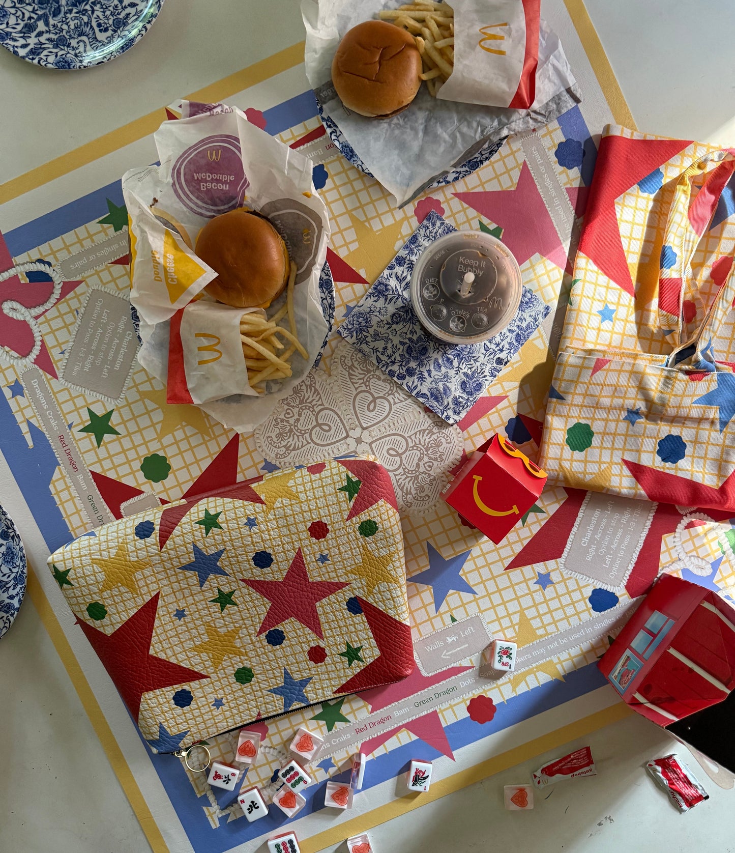 Mahjong Gaming Mat, STAR SCATTER by Fait à Main ***RULES EDITION