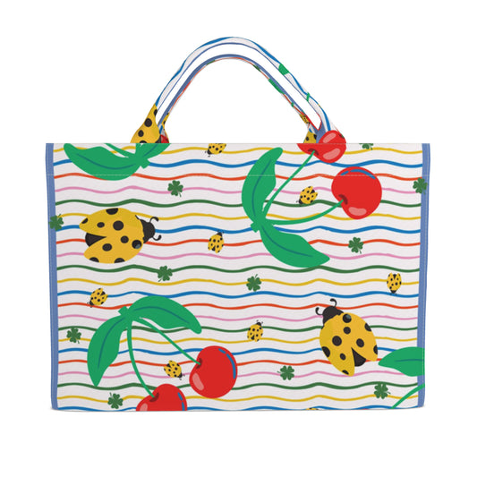 Jumbo Slouchy Denim Tote, LUCKY CHERRY by Fait à Main
