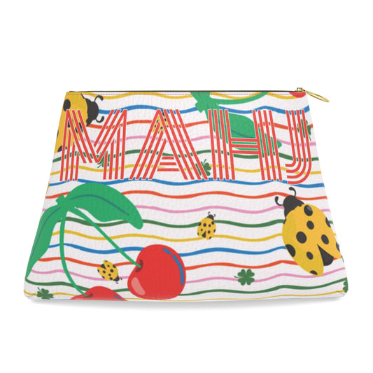 Roomy Leather Tile Bag / Clutch- LUCKY CHERRY by Fait à Main, MAHJ