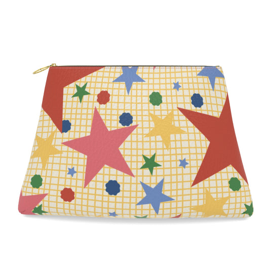 Roomy Leather Tile Bag/ Clutch- STAR SCATTER by Fait à Main