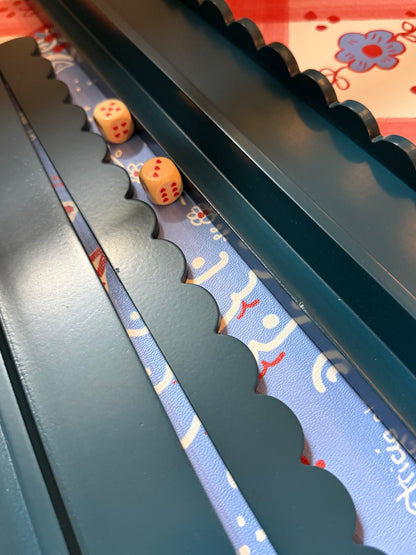 Marine Blue Beech Wood Scalloped Mahjong Racks with Pushers+ Custom Storage Bag — view 5 of 12
