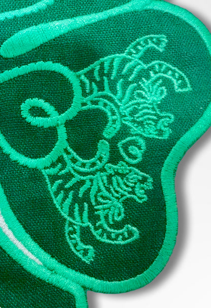Embroidered Linen Cocktail Napkins- TIGER CLOVER LOGO — view 4 of 4