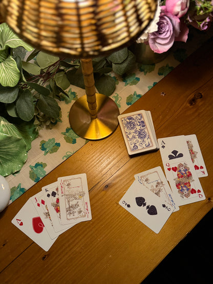 Illustrated Playing Cards with Tiger Motif and Needlepoint Accents, CHINOISERIE BLEU — view 4 of 14