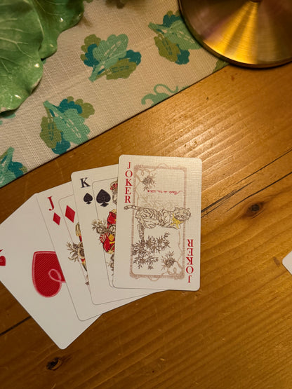 Illustrated Playing Cards with Tiger Motif and Needlepoint Accents, CHINOISERIE BLEU — view 9 of 14