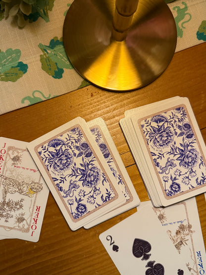 Illustrated Playing Cards with Tiger Motif and Needlepoint Accents, CHINOISERIE BLEU — view 7 of 14