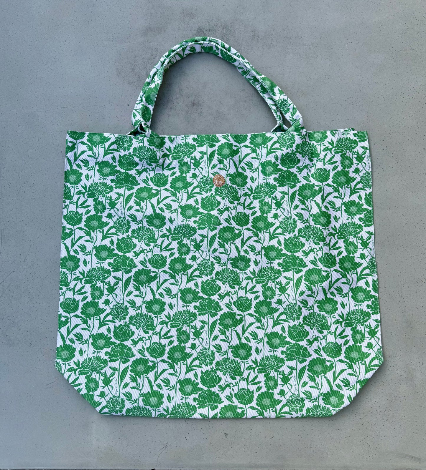 Jumbo Slouchy Denim Tote, JADE PEONIES