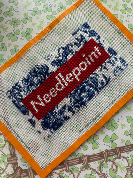 RED BOX Needlepoint Canvas-  CHINOISERIE BLEU, Printed 10 Mesh