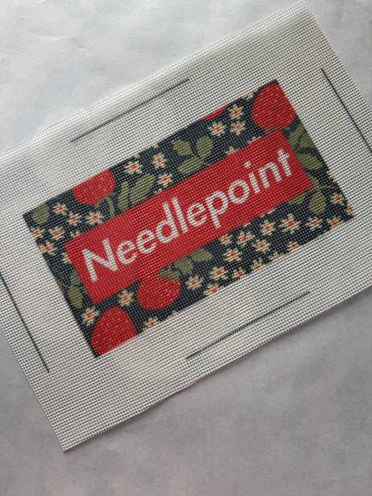 RED BOX Needlepoint Canvas-  STRAWBERRIES, Printed 10 Mesh