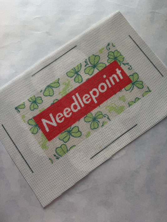 RED BOX Needlepoint Canvas-  CLOVERS, Printed 10 Mesh