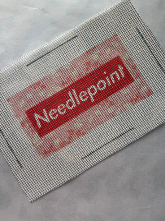 RED BOX Needlepoint Canvas-  HEARTS ON THE VINE , Printed 10 Mesh