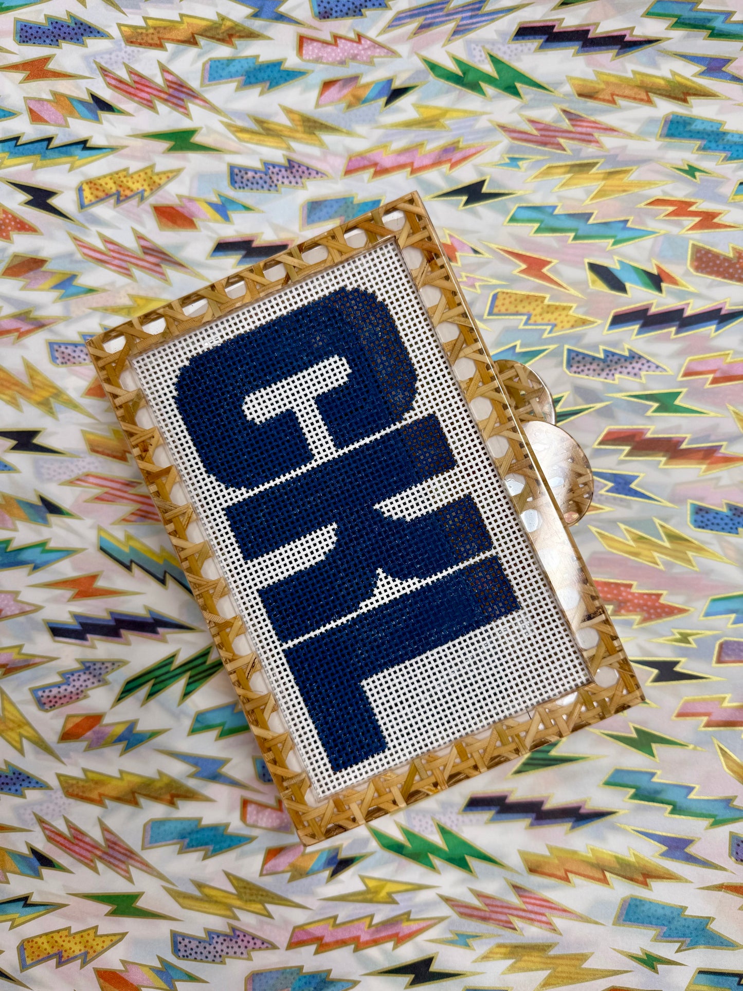 Self-Finishing Acrylic Clutch with Built-In Needlepoint Canvas