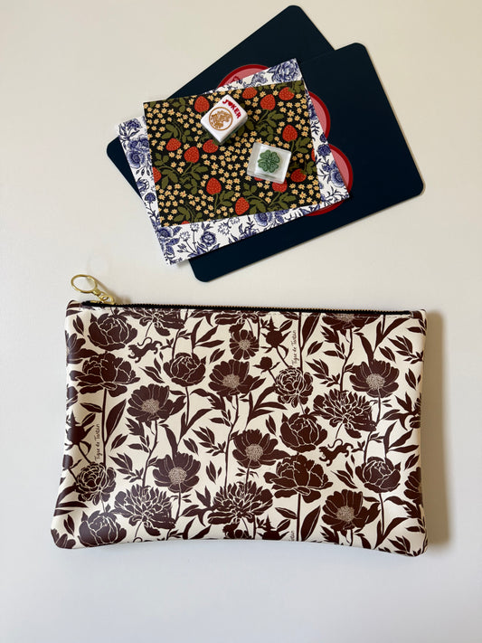 Medium Leather Pouch, COCONUT PEONY