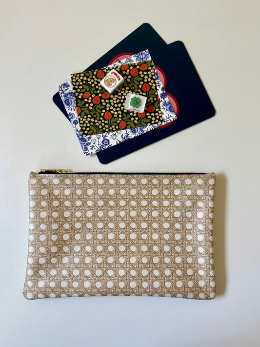 Medium Leather Pouch- CANNAGE BLONDE