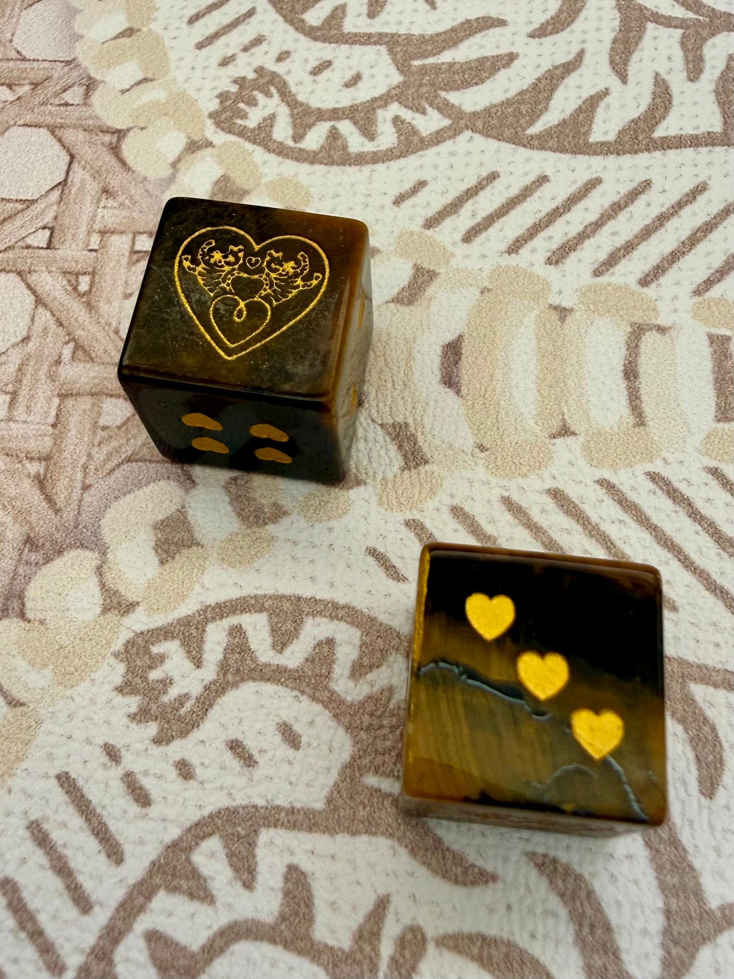 Semi-Precious Heart Logo Dice with Velvet bag