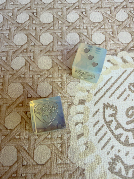 Semi-Precious Heart Logo Dice with Velvet bag
