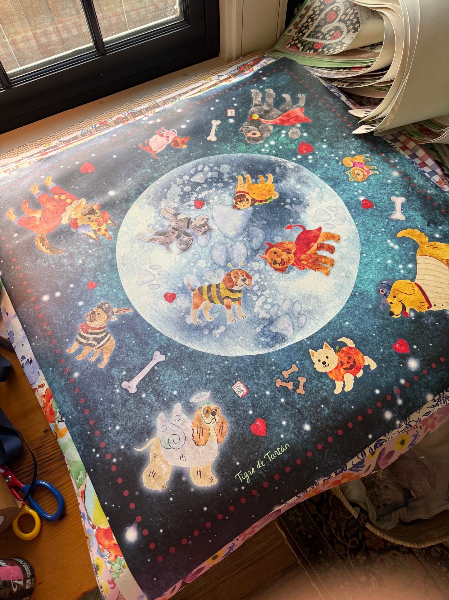 Mahjong Gaming Mat, HALLOWEEN PUPS