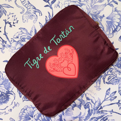 Nylon Satin Project Bag with Clear Window Front, PLUM, LARGE