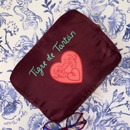 Nylon Satin Project Bag with Clear Window Front, PLUM, LARGE — view 4 of 4