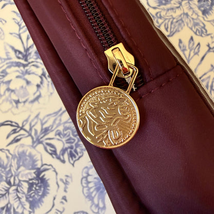 Nylon Satin Project Bag with Clear Window Front, PLUM, LARGE — view 3 of 4