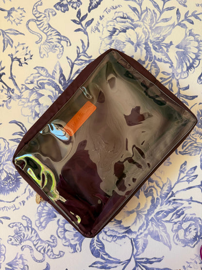 Nylon Satin Project Bag with Clear Window Front, PLUM, LARGE — view 2 of 4